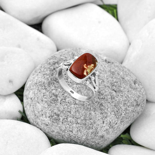 Natural Red Moss Agate Ring size-8.5 R-1003 SDR172202