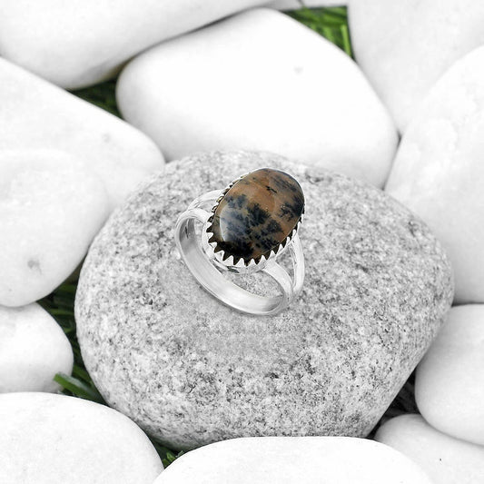 Natural Russian Honey Dendrite Opal Ring size-8 R-1210 SDR172361