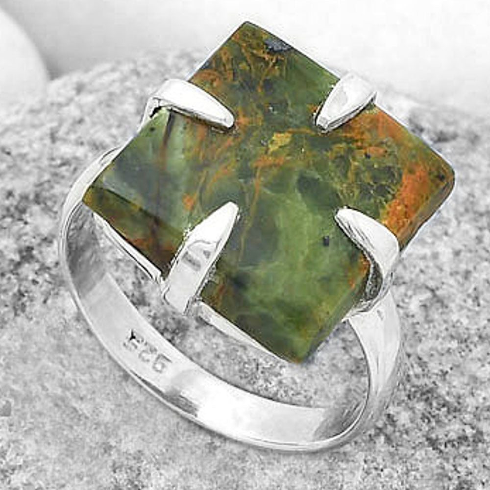 Natural Turkish Rainforest Chrysocolla Ring size-9 R-1305 SDR172381