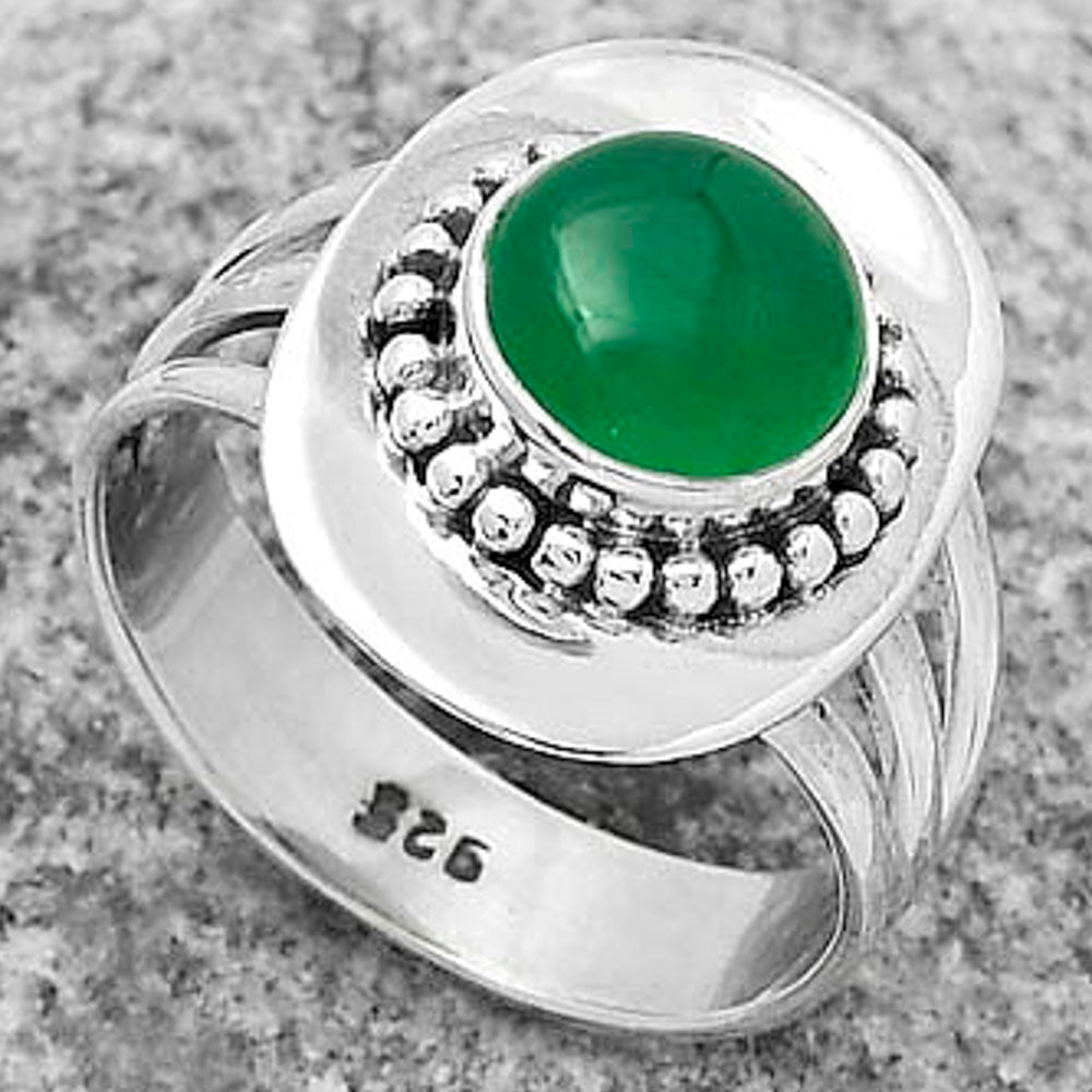 Natural Green Onyx Ring size-7.5 R-1458 SDR172445