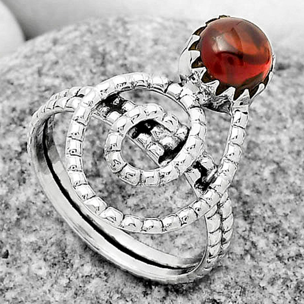 Spiral Hessonite Garnet Madagascar Ring size-9 R-1456 SDR172599