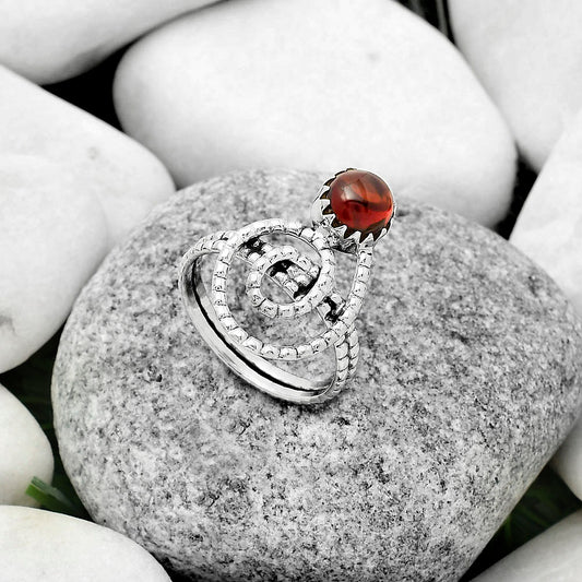 Spiral Hessonite Garnet Madagascar Ring size-9 R-1456 SDR172599