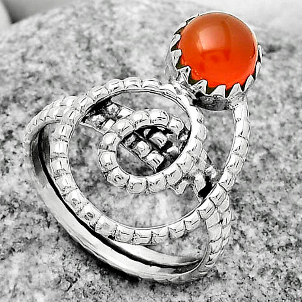 Spiral - Natural Carnelian Ring size-9 R-1456 SDR172600
