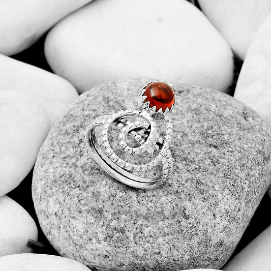 Spiral - Natural Hessonite Garnet Ring size-8.5 R-1456 SDR172603
