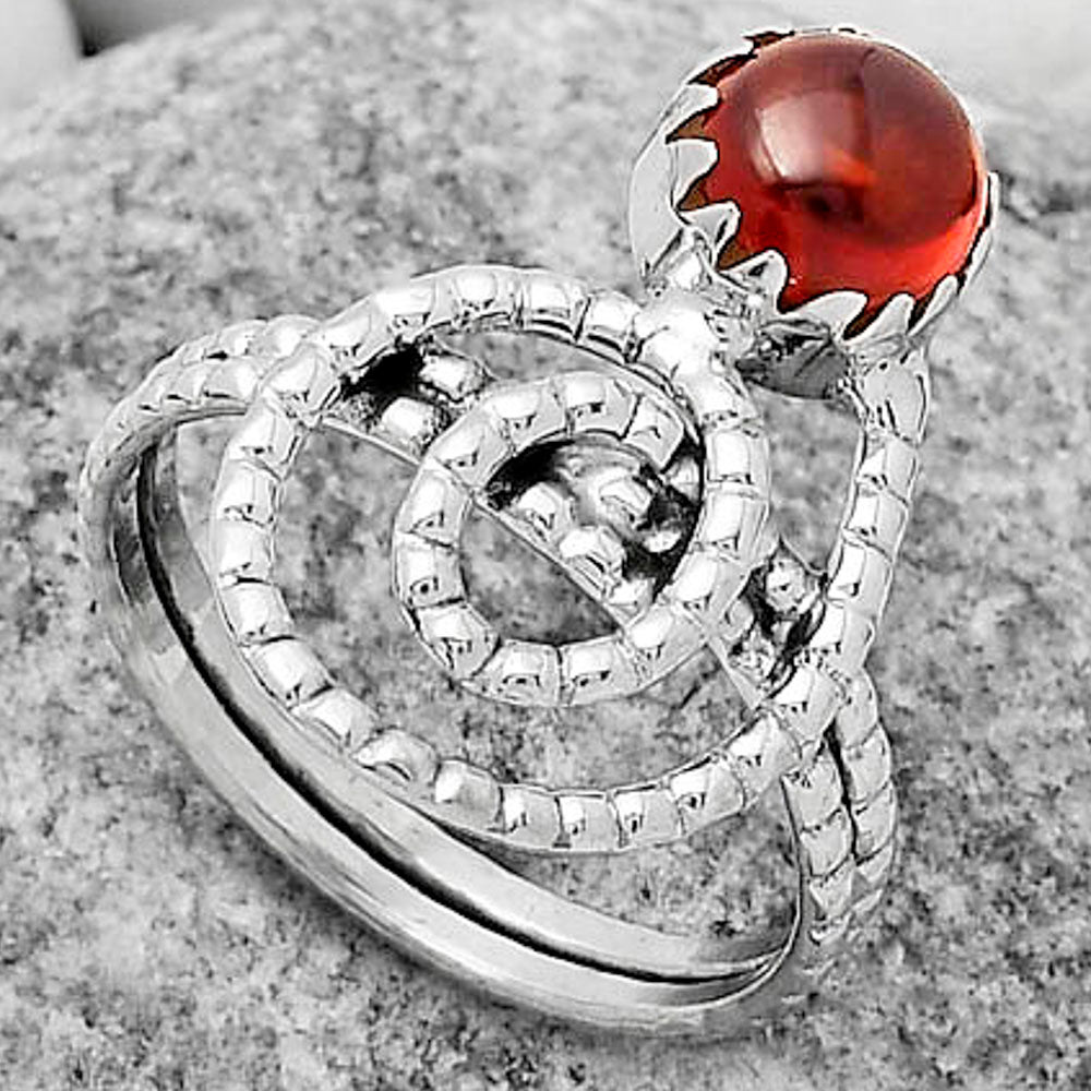 Spiral - Natural Hessonite Garnet Ring size-8.5 R-1456 SDR172607