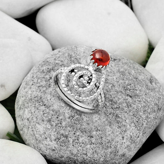 Spiral - Natural Hessonite Garnet Ring size-8.5 R-1456 SDR172607
