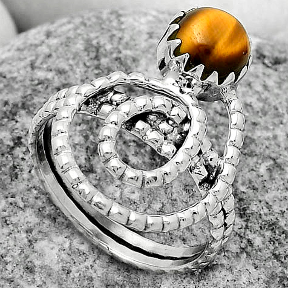 Spiral Natural Tiger Eye Africa Ring size-7.5 R-1456 SDR172610