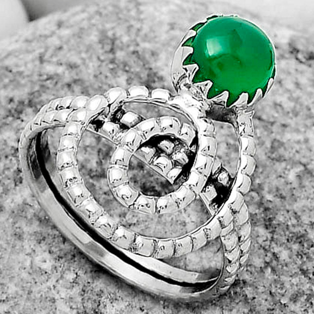 Spiral - Natural Green Onyx Ring size-8.5 R-1456 SDR172617