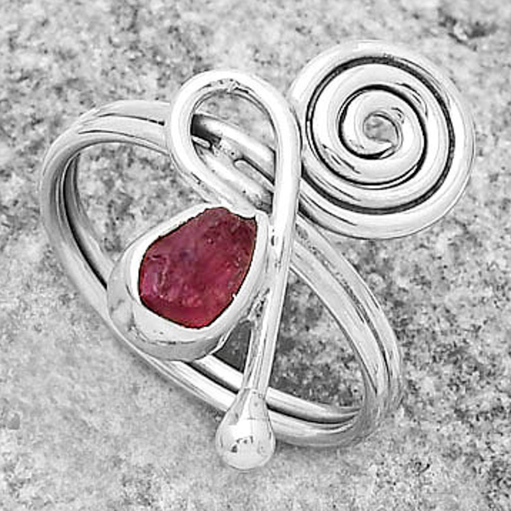 Spiral - Pink Tourmaline Rough Ring size-7.5 R-1556 SDR172703