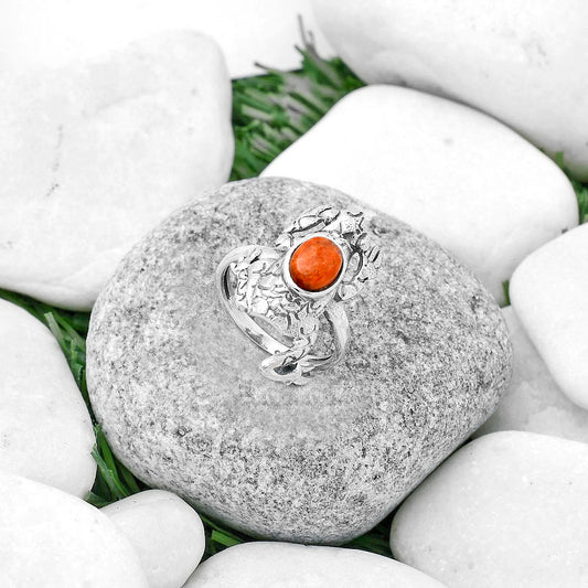 Frog - Natural Red Sponge Coral Ring size-7.5 R-1113 SDR172750