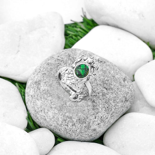 Frog Natural Green Matrix Turquoise Ring size-8 R-1113 SDR172758
