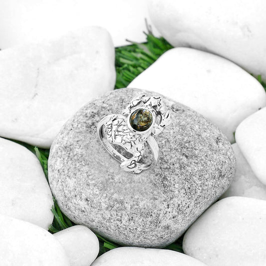 Frog Natural Copper Abalone Shell Ring size-8.5 R-1113 SDR172761