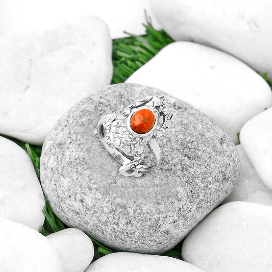 Frog - Natural Red Sponge Coral Ring size-8 R-1113 SDR172763