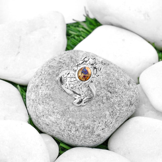 Frog Natural Spiny Oyster Turquoise Ring size-8 R-1113 SDR172767