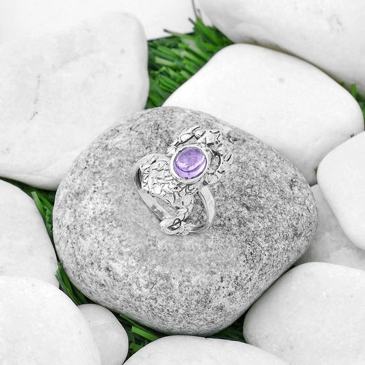 Frog - Rose De France Amethyst Cab Ring size-8 R-1113 SDR172769