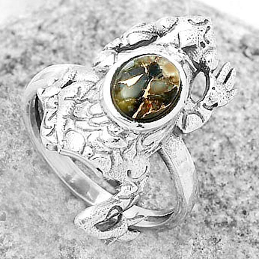 Frog - Natural Copper Abalone Shell Ring size-8 R-1113 SDR172770