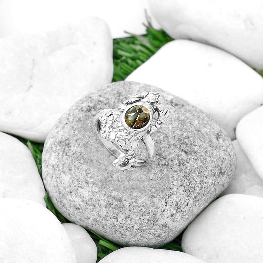 Frog - Natural Copper Abalone Shell Ring size-8 R-1113 SDR172770