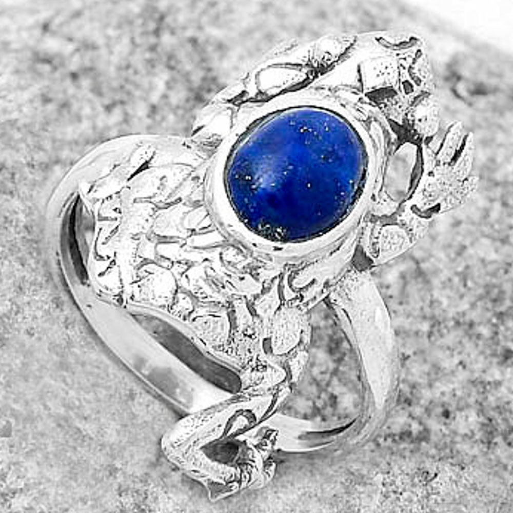 Frog - Natural Lapis - Afghanistan Ring size-7.5 R-1113 SDR172771
