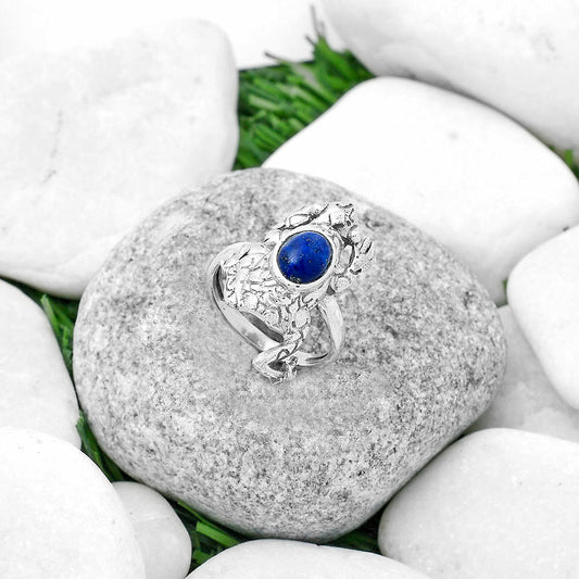 Frog - Natural Lapis - Afghanistan Ring size-7.5 R-1113 SDR172771