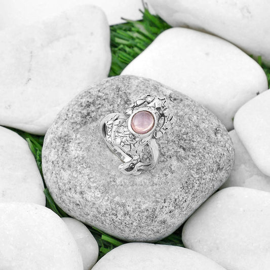 Frog - Rose Quartz - Madagascar Ring size-7.5 R-1113 SDR172780