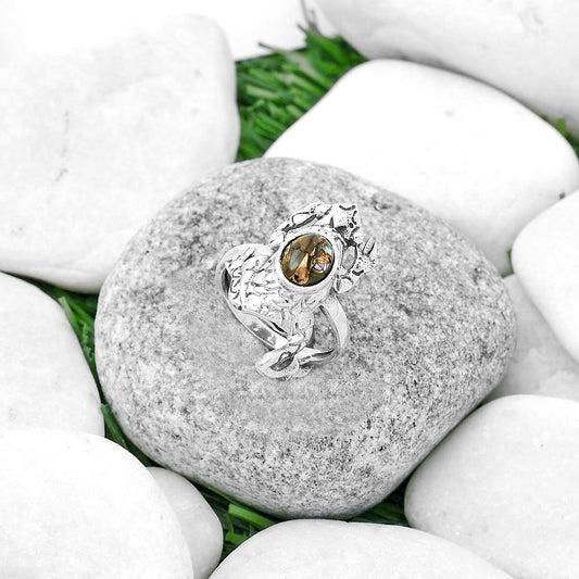 Frog Natural Copper Abalone Shell Ring size-7.5 R-1113 SDR172781