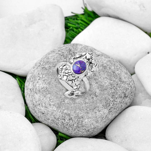 Frog Natural Copper Purple Turquoise Ring size-8 R-1113 SDR172787