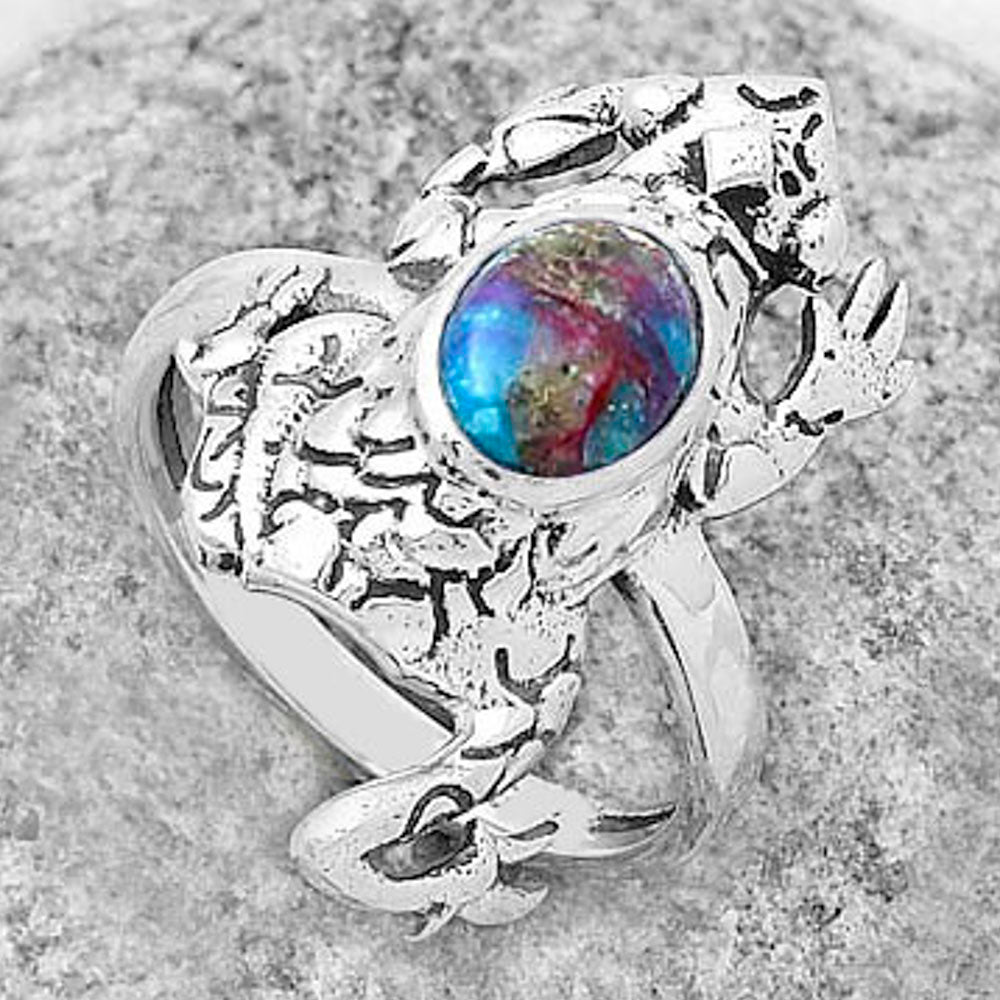 Frog Kingman Pink Dahlia Turquoise Ring size-7.5 R-1113 SDR172794