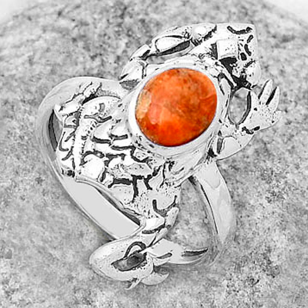Frog - Natural Red Sponge Coral Ring size-7.5 R-1113 SDR172814