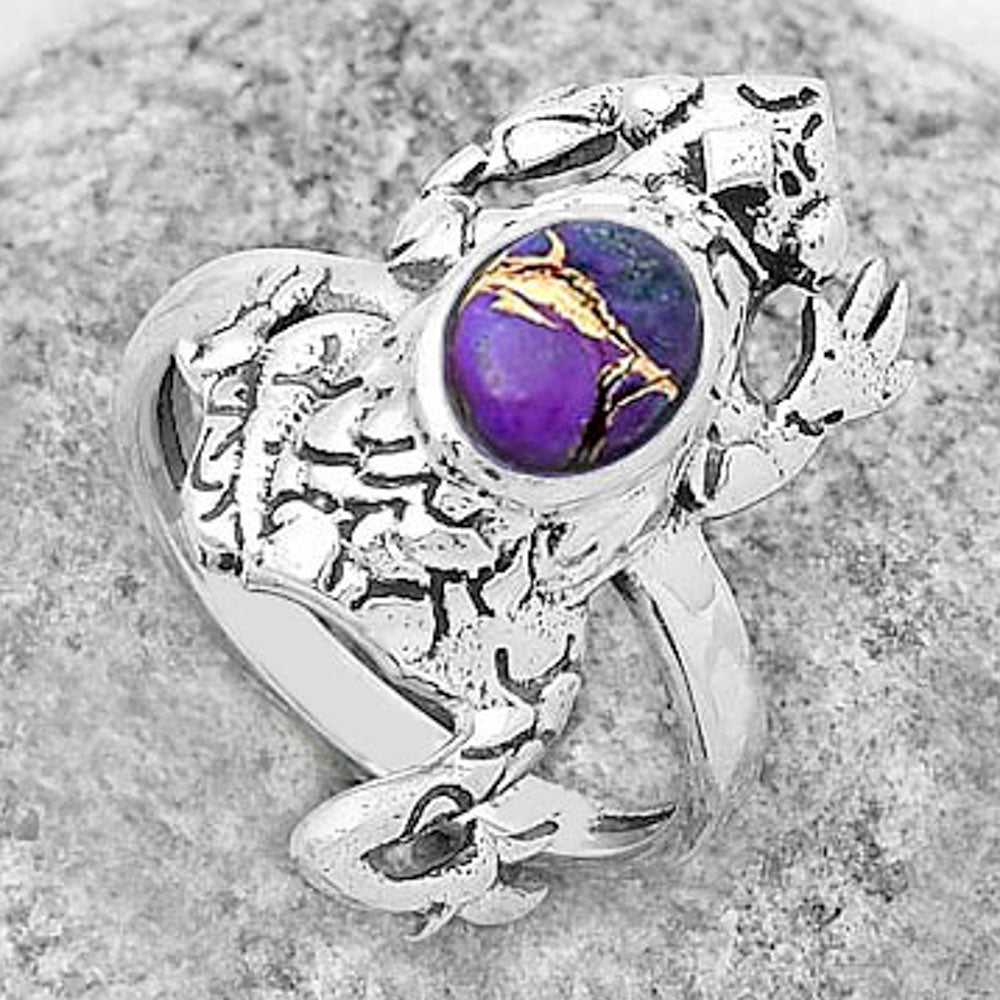 Frog Natural Copper Purple Turquoise Ring size-8 R-1113 SDR172854