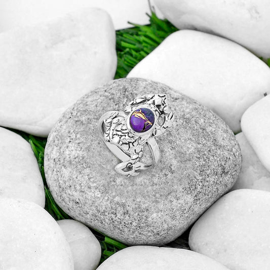 Frog Natural Copper Purple Turquoise Ring size-8 R-1113 SDR172854