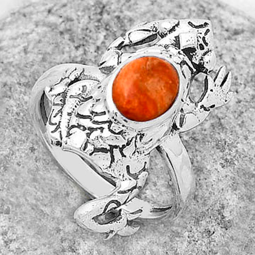 Frog - Natural Red Sponge Coral Ring size-7.5 R-1113 SDR172873