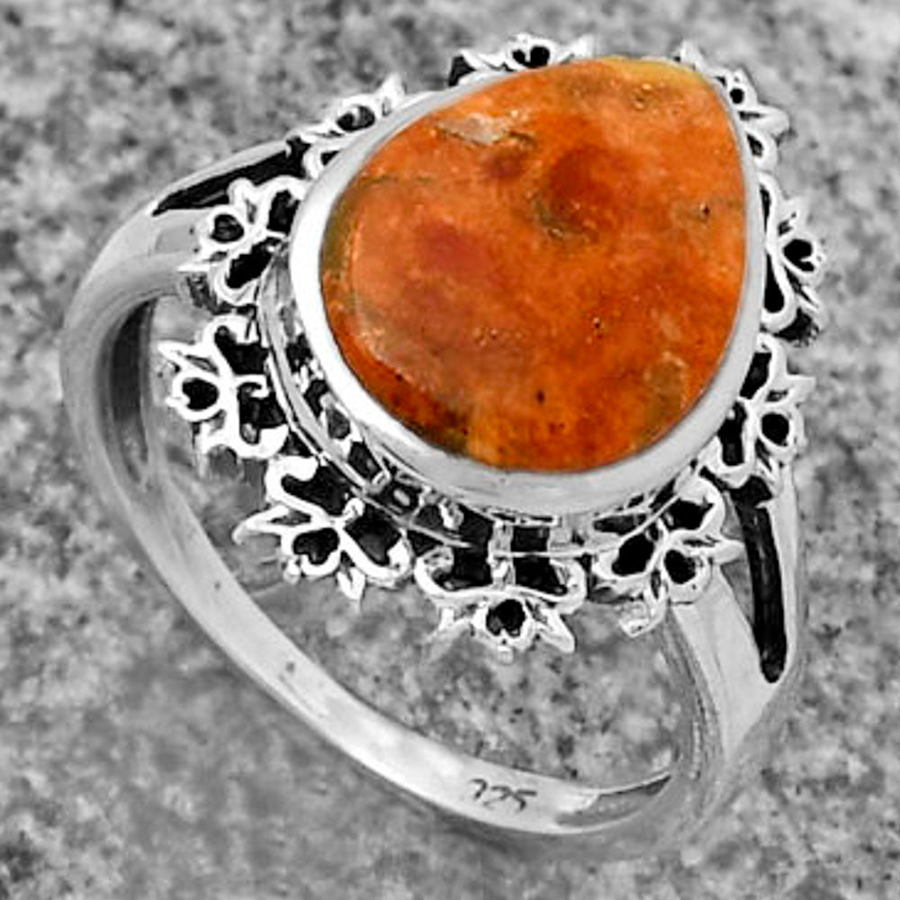 Artisan - Natural Red Sponge Coral Ring size-8.5 R-1114 SDR172903