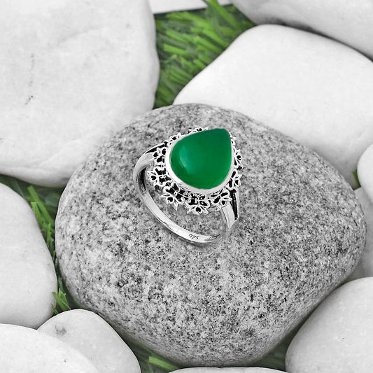 Artisan - Natural Green Onyx Cab Ring size-8 R-1114 SDR172909