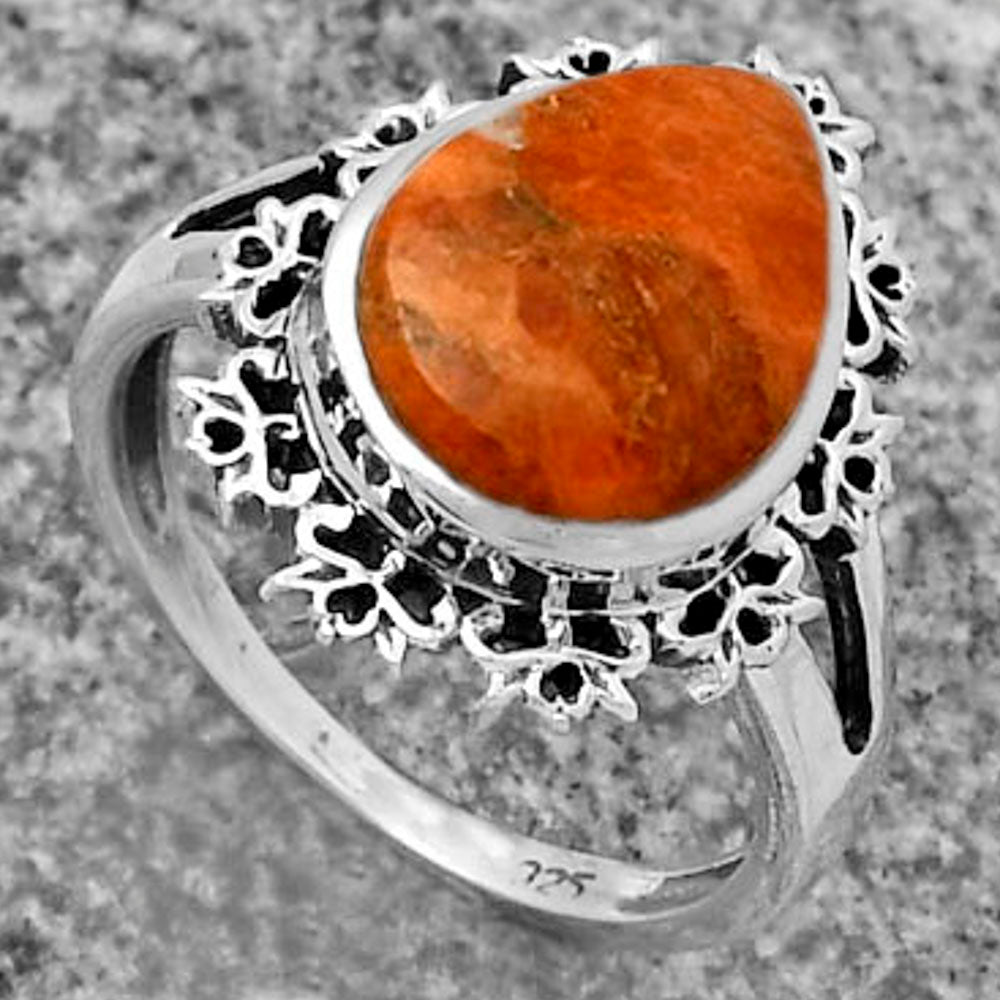 Artisan - Natural Red Sponge Coral Ring size-7.5 R-1114 SDR172939