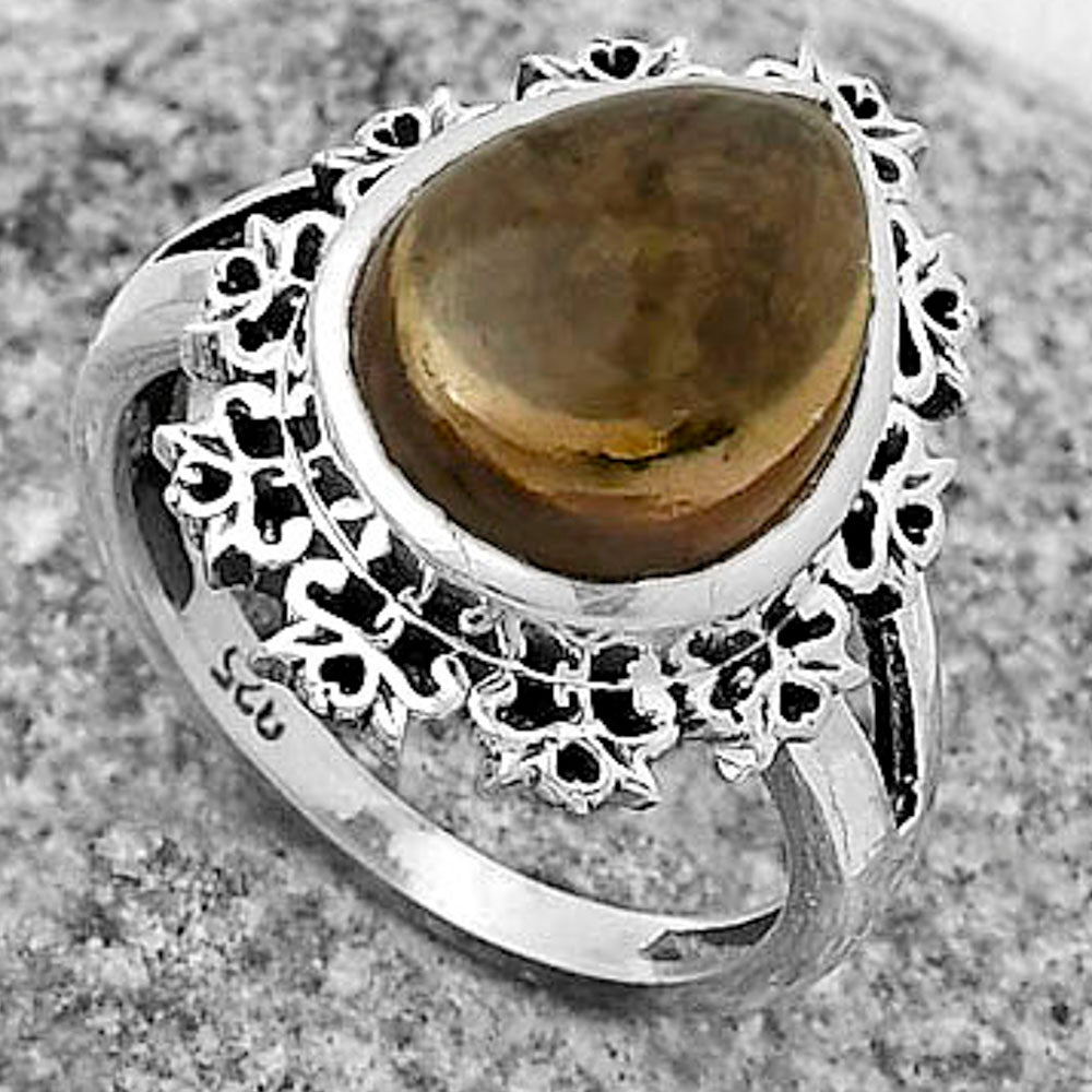 Artisan - Smoky Quartz Cab - Brazil Ring size-7 R-1114 SDR172941