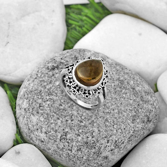 Artisan - Smoky Quartz Cab - Brazil Ring size-8 R-1114 SDR172947