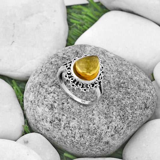 Artisan - Natural Citrine Cab Ring size-7.5 R-1114 SDR172960