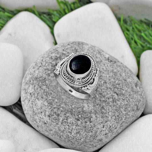 Natural Nuummite Ring size-8.5 R-1570 SDR173388