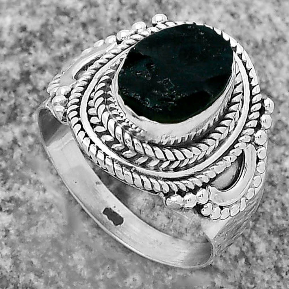 Natural Tektite Rough - Greek Ring size-7 R-1570 SDR173389