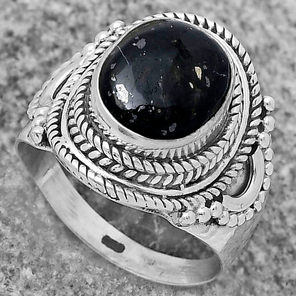 Natural Nuummite Ring size-7.5 R-1570 SDR173391