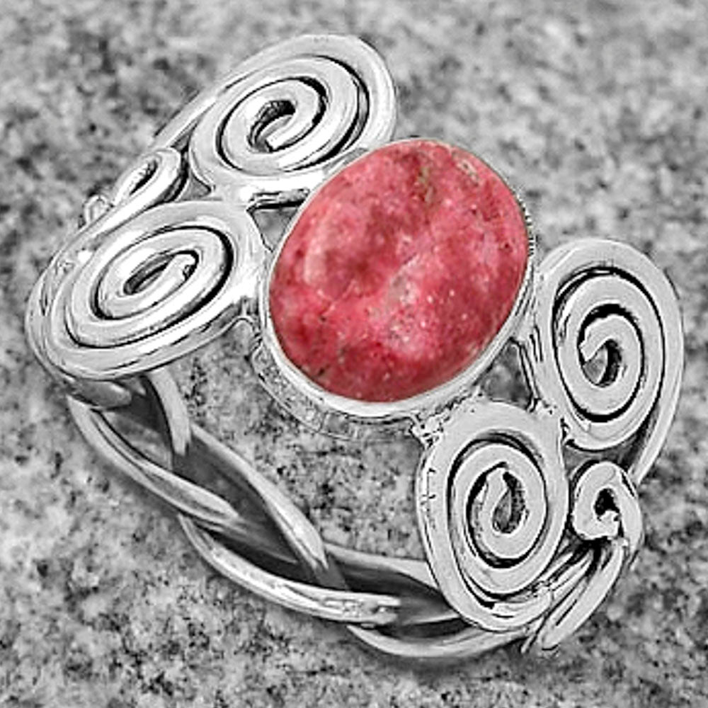 Spiral - Pink Thulite - Norway Ring size-7.5 R-1658 SDR173659