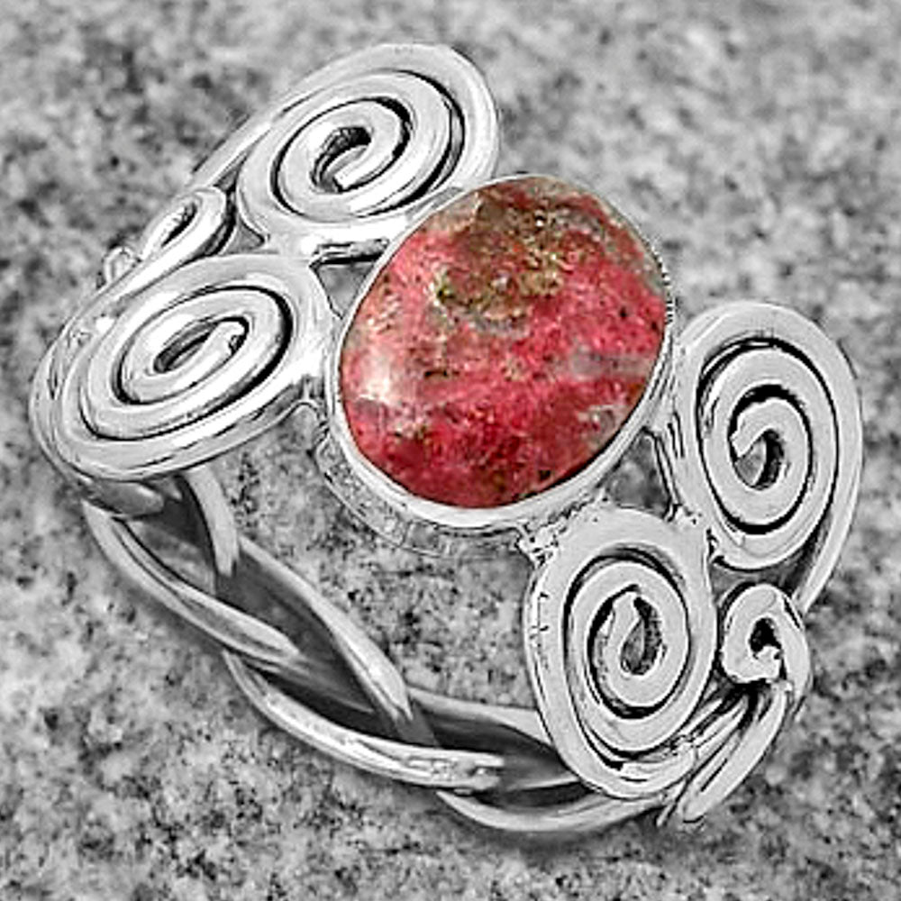 Spiral Natural Pink Thulite Norway Ring size-9 R-1658 SDR173673