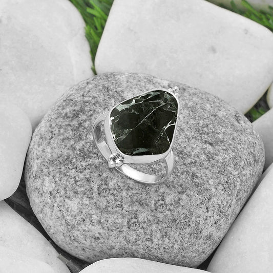 Natural Obsidian And Zinc Ring size-8.5 R-1091 SDR174457