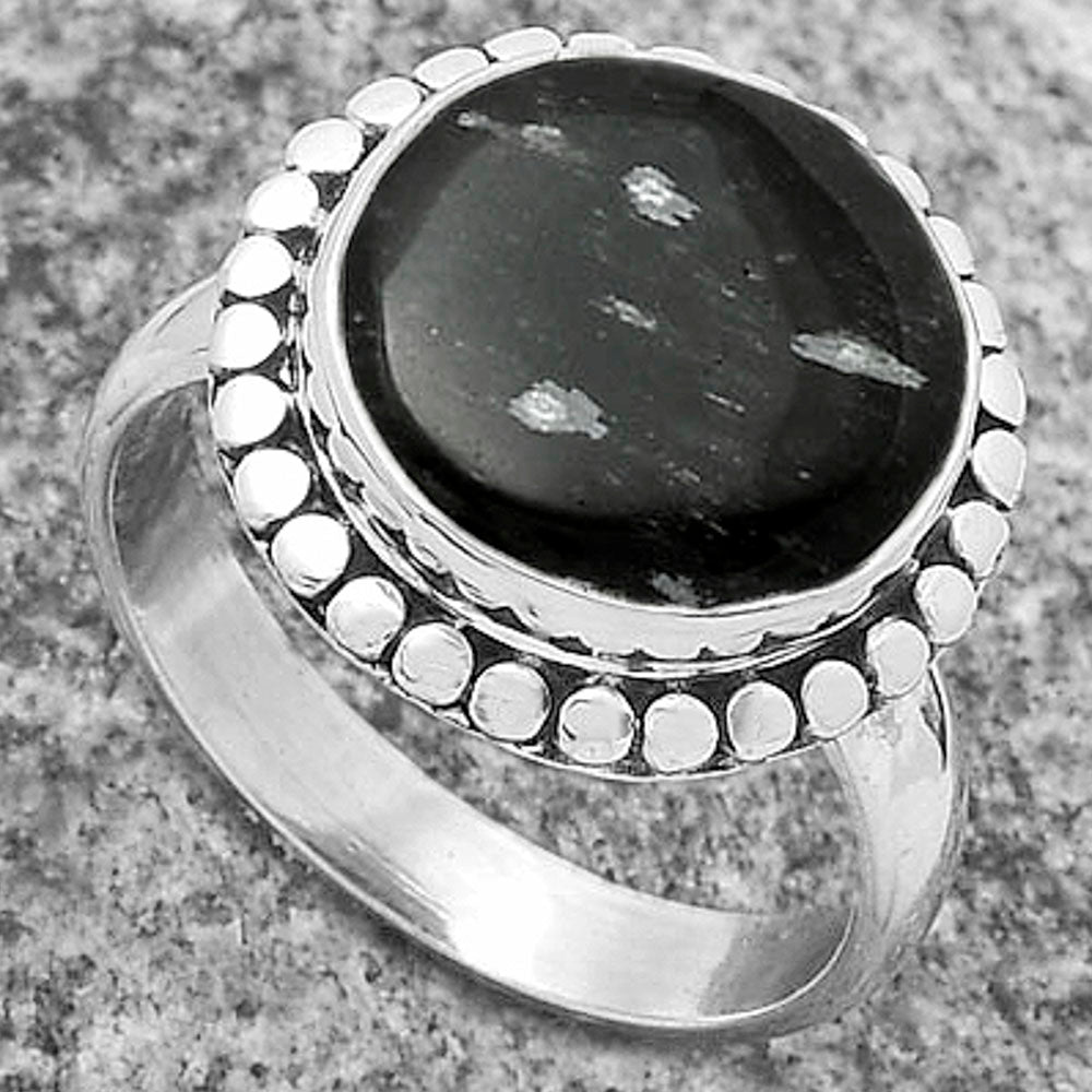 Natural Snow Flake Obsidian Ring size-7.5 R-1071 SDR174541