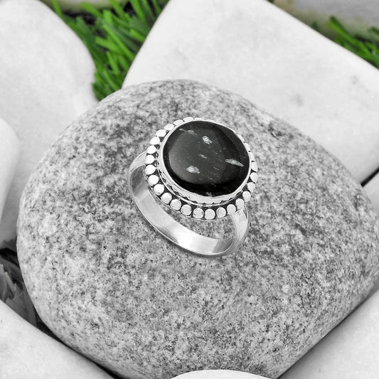 Natural Snow Flake Obsidian Ring size-7.5 R-1071 SDR174541