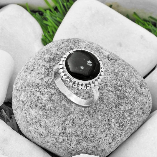Natural Snow Flake Obsidian Ring size-9 R-1071 SDR174545
