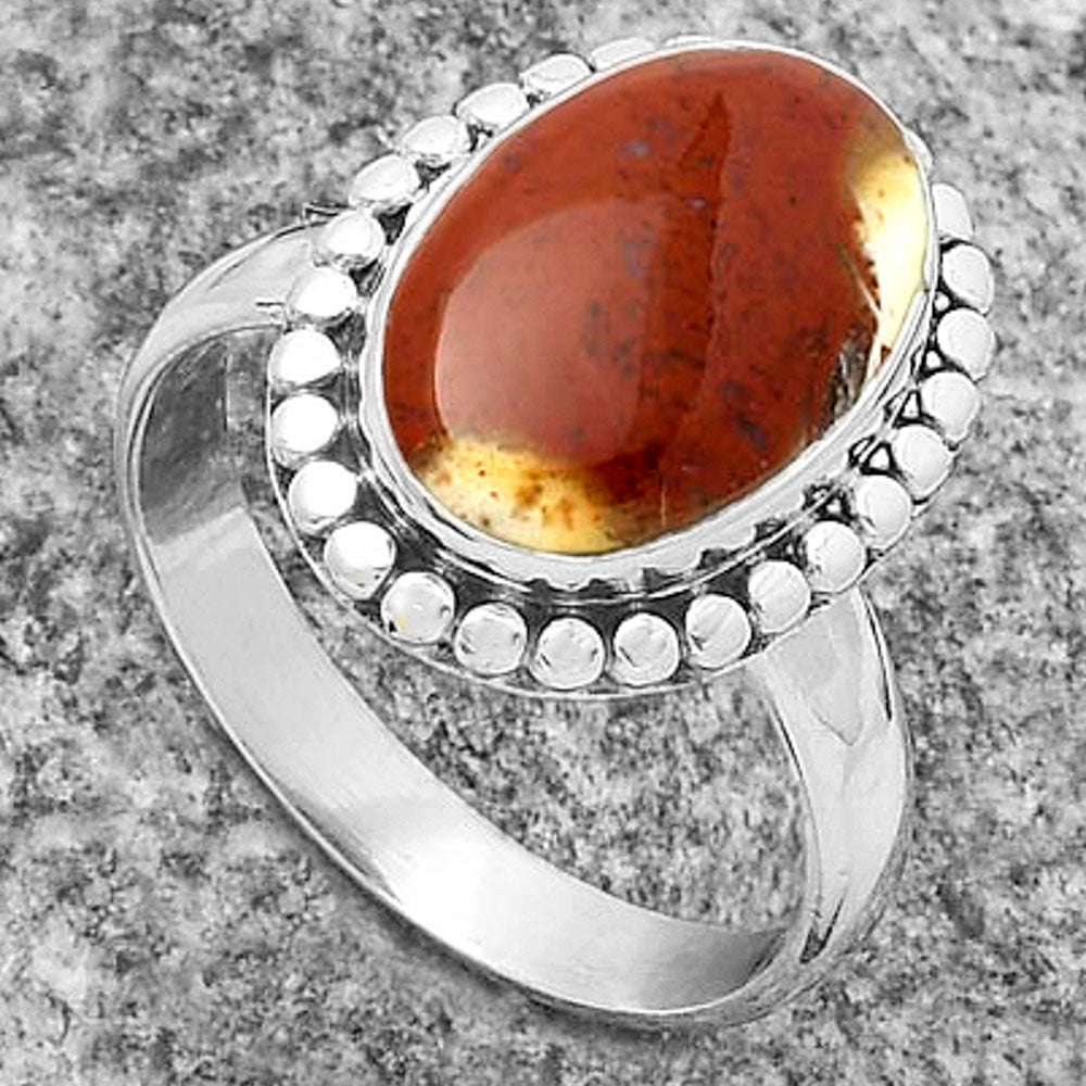 Natural Red Moss Agate Ring size-8.5 R-1071 SDR174563