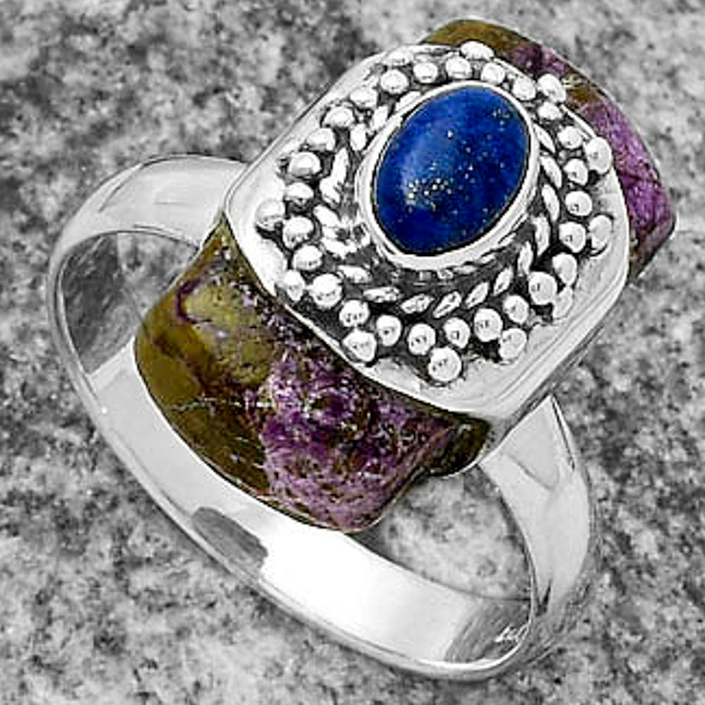 Purpurite - South Africa & Lapis Ring size-8 R-1371 SDR174646