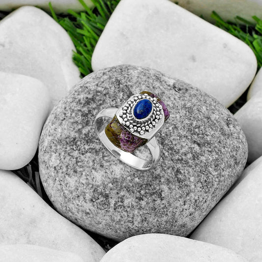 Purpurite - South Africa & Lapis Ring size-8 R-1371 SDR174646