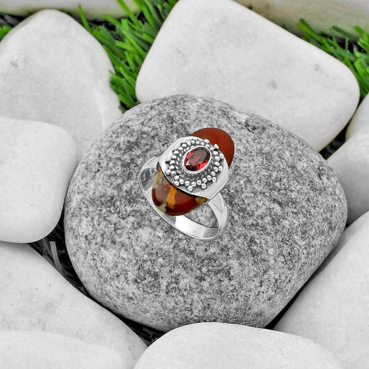 Natural Noreena Jasper & Garnet Ring size-8 R-1371 SDR174668
